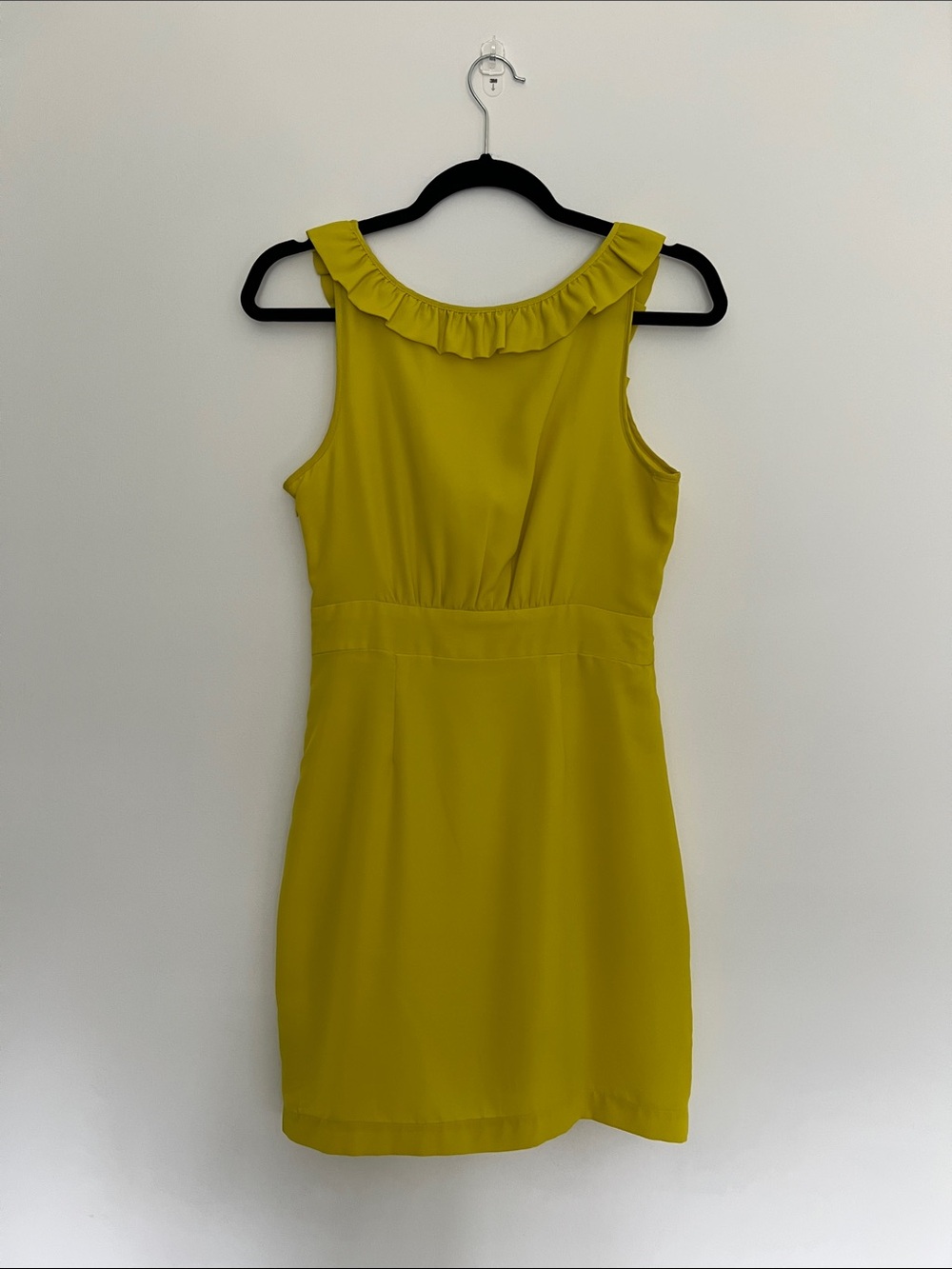 forever 21 yellow ruffle neck mini dress, size small - Picture 3 of 9